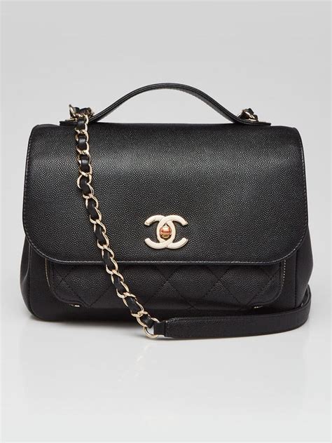 chanel black quilted caviar leather small business affinity bag